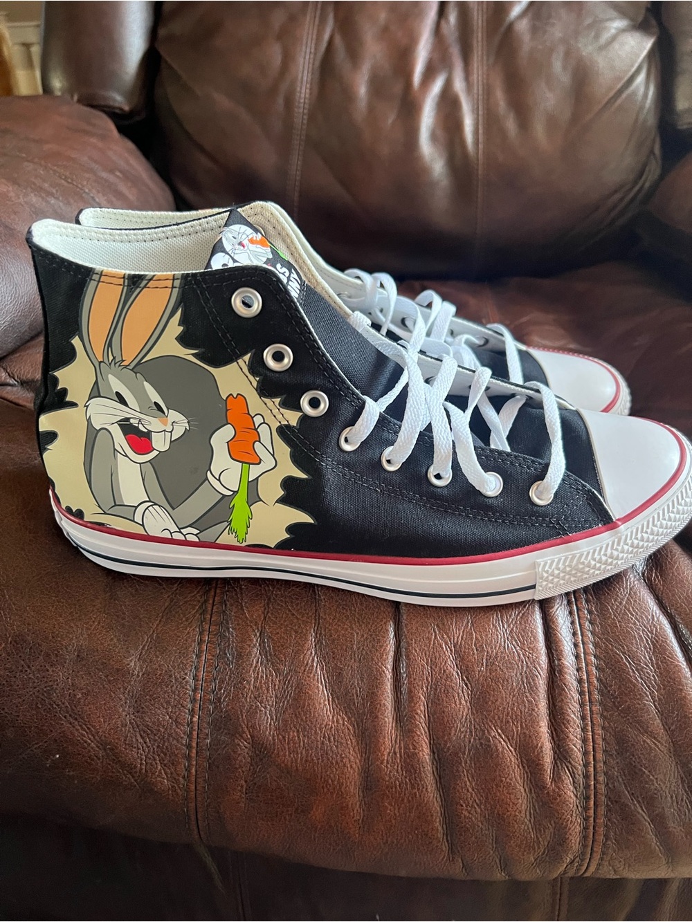 Converse Bugs Bunny Black High-Top Cartoon Sneakers with White Accents